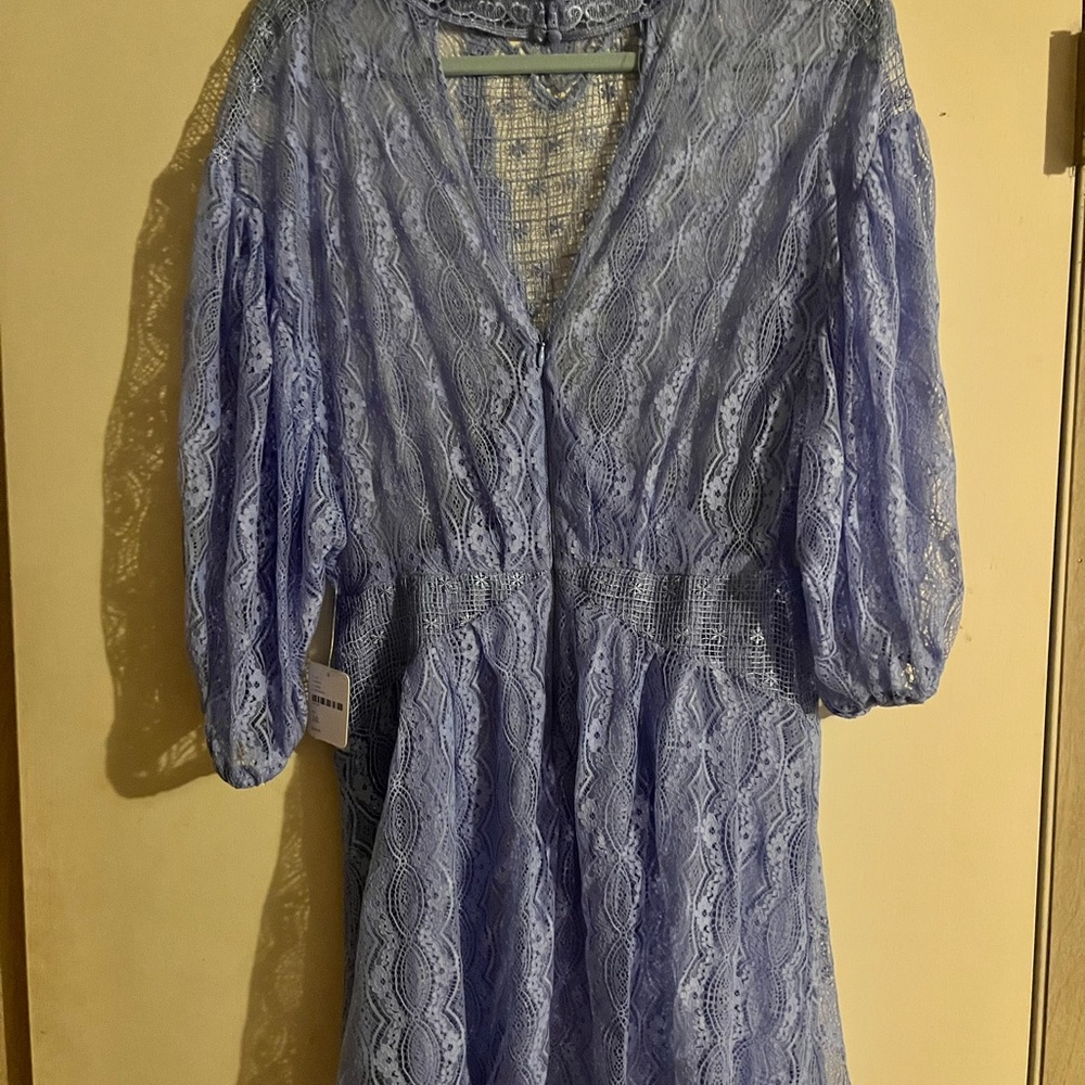 Free People Lace Long Sleeve Dress in Lavender